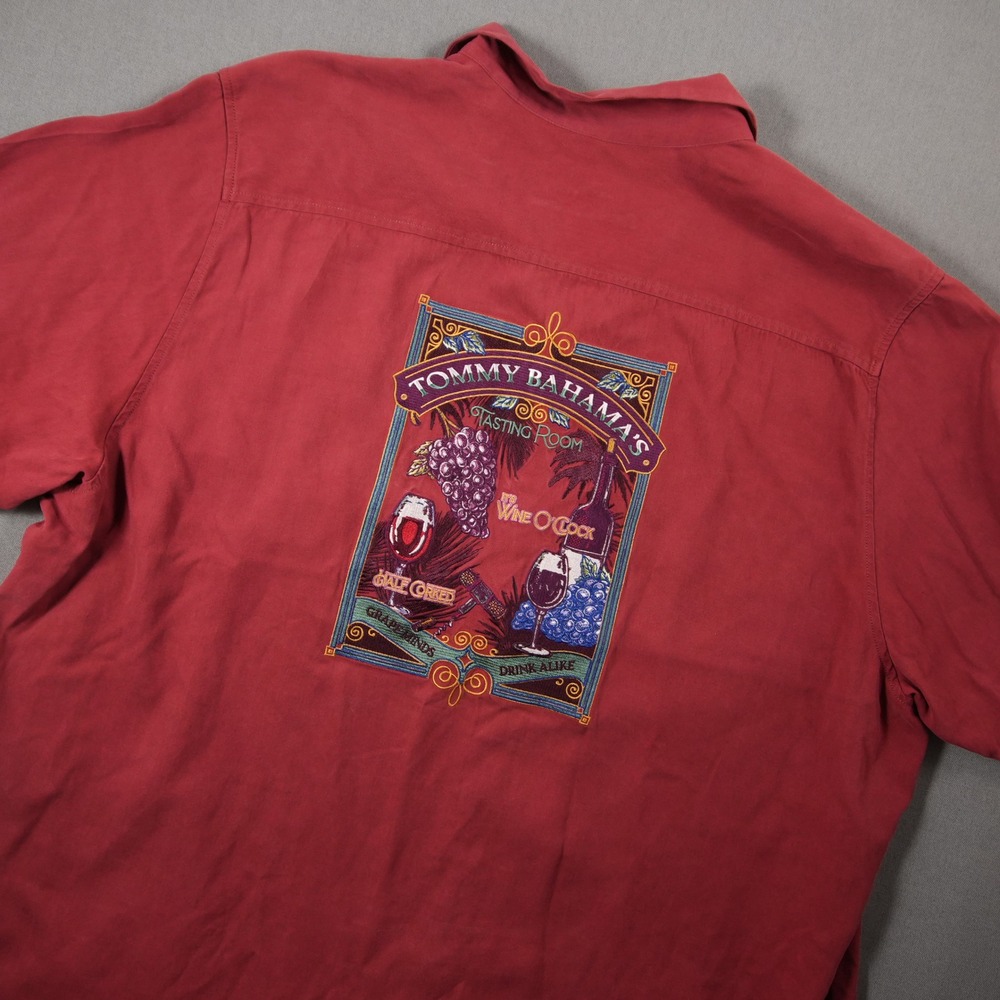 Tommy Bahama Wine Tasting Room Silk Embroidered Resort Vacation Men Shirt XXL